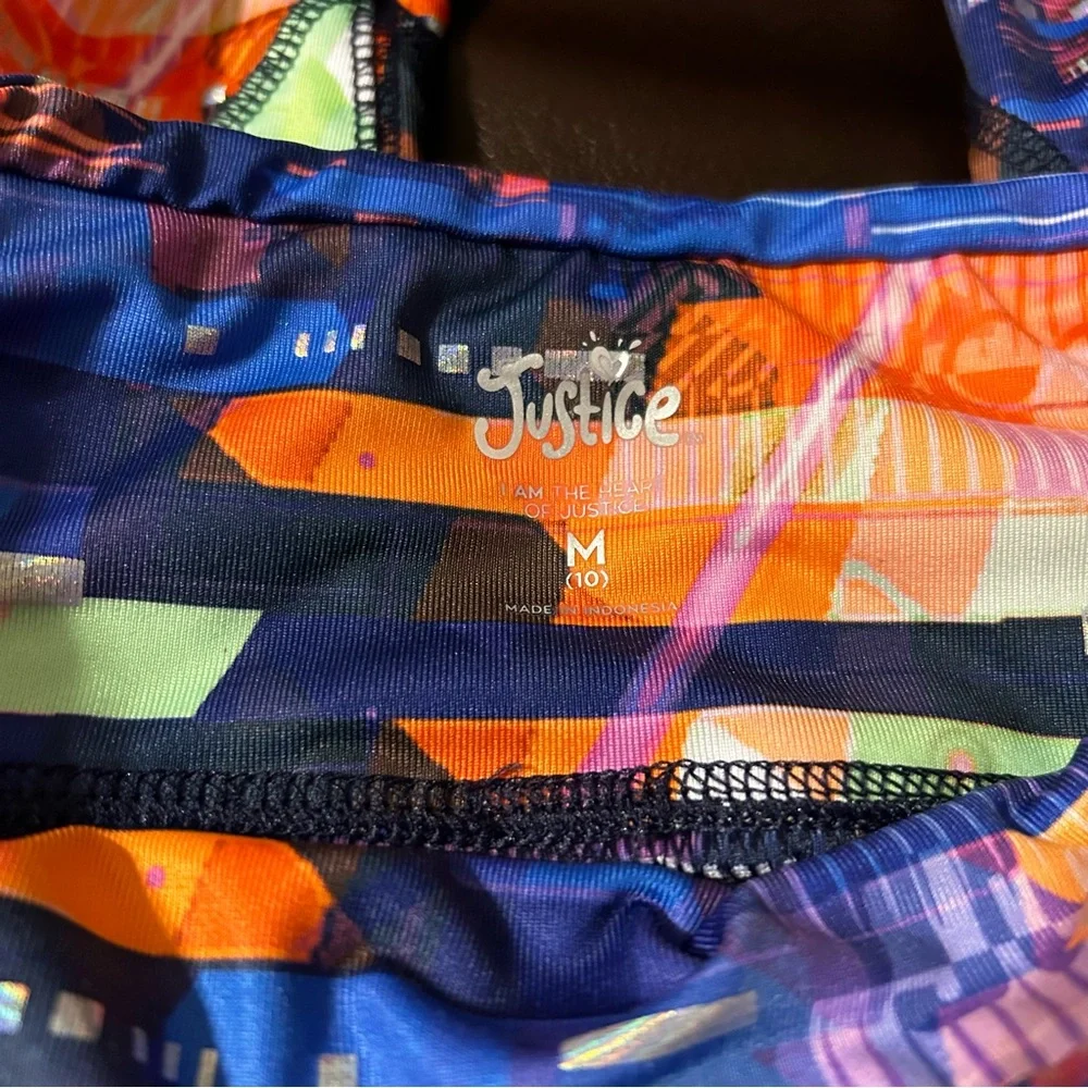 Justice Girls Leggings Medium 10 Multi‎ Color Pink Purple Orange Open Design Leg